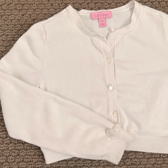 Lilly Pulitzer White Cardigan Large Size 8-10 - Picture 4 of 6